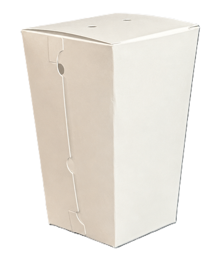 Blank white FrySquare container ready for custom printing